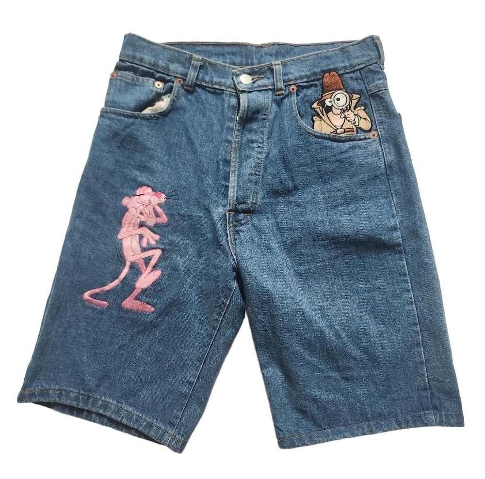 Vintage Too Cute! Pink Panther and Inspector Clouseau Denim Shorts